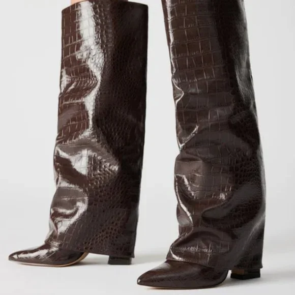 Steve Madden | Shoes | Stuntin Brown Crocodile Boots | Poshmark display picture 1